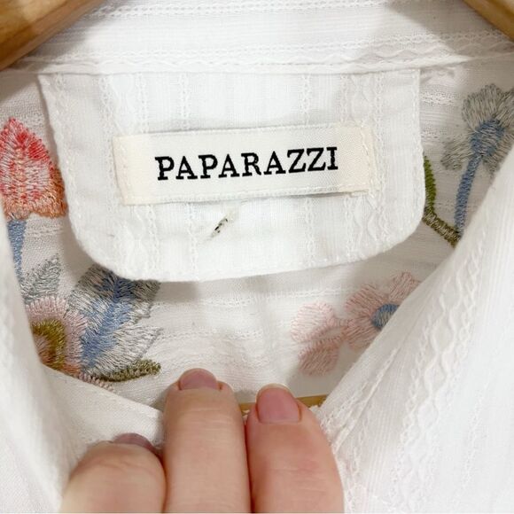 Paparazzi White Embroidered Sleeveless Button Front Tunic Dress S - Picture 12 of 12